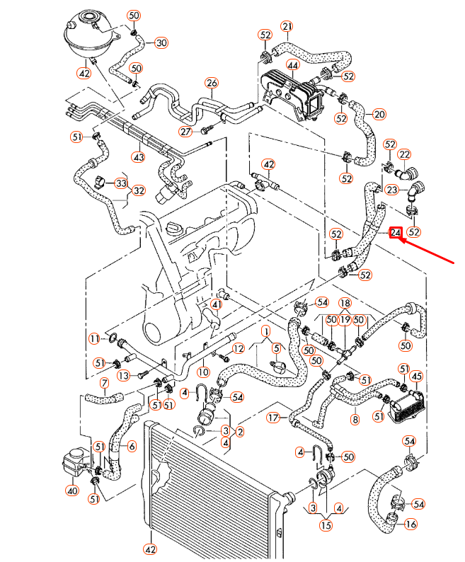 NEW AUDI A3 8P COOLANT HOSE 1K0122157HP ORIGINAL