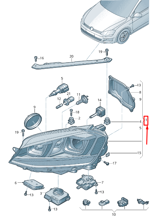 new vw golf vii 5g mk7 front left headlight rhd 5g2941043 original