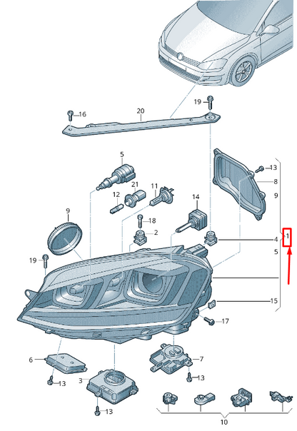 new vw golf vii 5g mk7 front left headlight rhd 5g2941043 original
