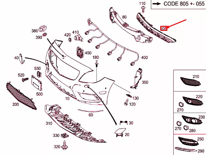 NEW MERCEDES-BENZ B W246 FRONT BUMPER MOUNTING A2468850965 ORIGINAL