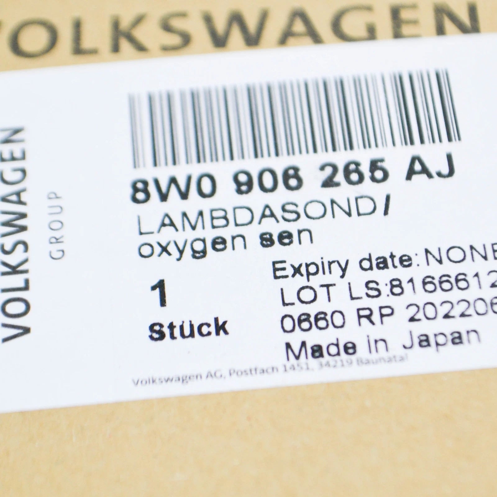 NEW AUDI A4 AVANT B9 REAR LAMBDA OXYGEN SENSOR 8W0906265AJ ORIGINAL