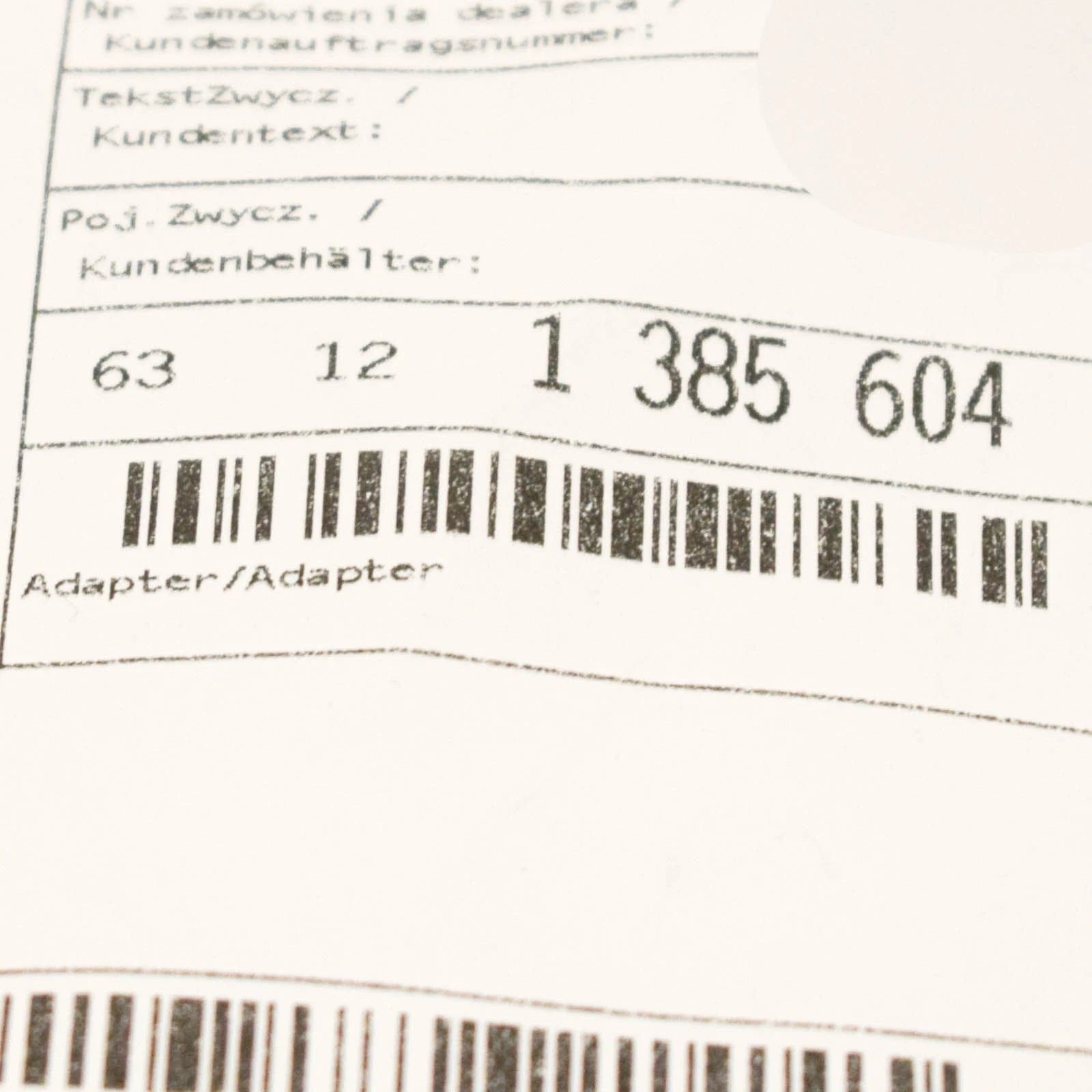 NEW BMW 3 E30 HEADLIGHT ADAPTER 63121385604 1385604 ORIGINAL