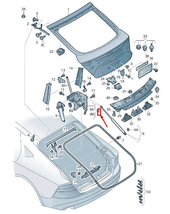 NEW AUDI A7 SPORTBACK 4G REAR RIGHT TAILGATE HATCH ACTUATOR 4G8827858H ORIGINAL