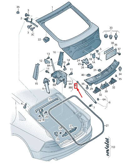 NEW AUDI A7 SPORTBACK 4G REAR RIGHT TAILGATE HATCH ACTUATOR 4G8827858H ORIGINAL