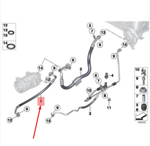 NEW BMW 1 F20 REFRIGERANT DISCHARGE HOSE LINE 64539213844 9213844 ORIGINAL