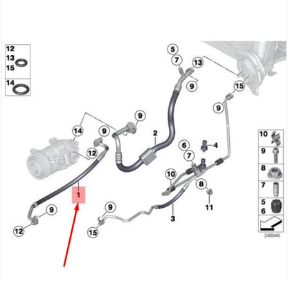 NEW BMW 1 F20 REFRIGERANT DISCHARGE HOSE LINE 64539213844 9213844 ORIGINAL
