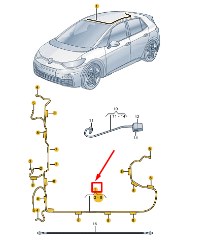new vw id.3 e11 roof wiring harness 10a971100e original