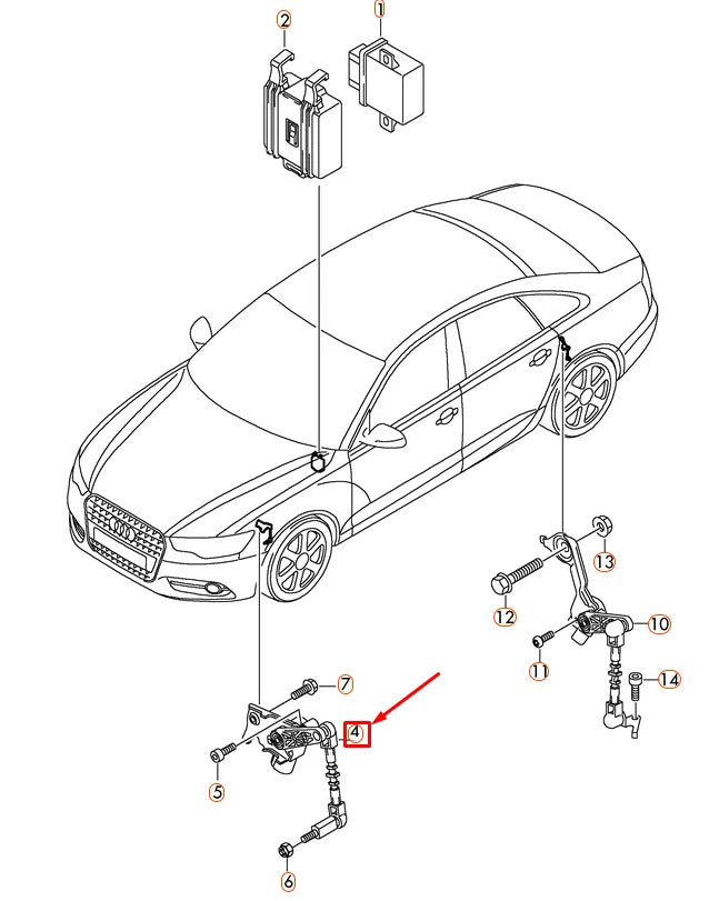 NEW AUDI A6 C7 4G FRONT LEFT LEVEL SENSOR WITH POLES 4H0941285G