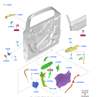 new ford galaxy mk3 front right door handle reinforcement lhd 2280925 original