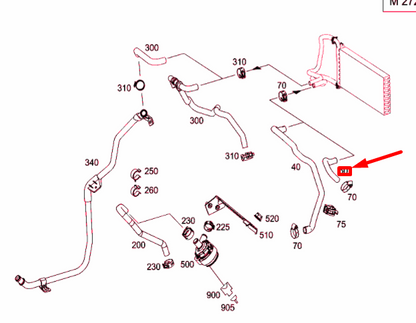 NEW MB SPRINTER W906 FEED TO FRONT HEAT EXCHANGER HOSE A9068322123 ORIGINAL