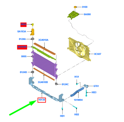 new ford focus mk3 c346 lower radiator support 2233357 av61-r110l76-ak original