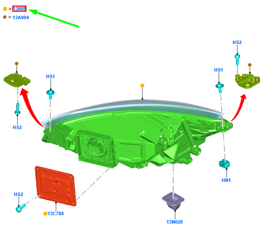 new ford focus mk4 front left headlight rhd jx7b-13e015-de 2434034 original