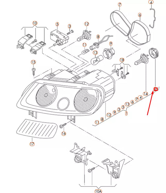 NEW VOLKSWAGEN CADDY 2K HEADLIGHT BULB SOCKET MOUNTING 2K0941109 ORIGINAL