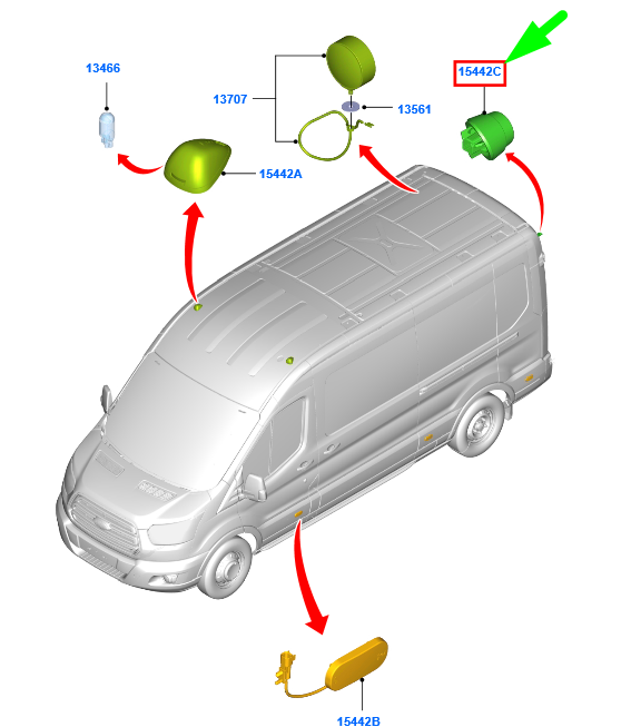 new ford transit mk4 rear right lamp assy 2008794 bk31-15442-gc original