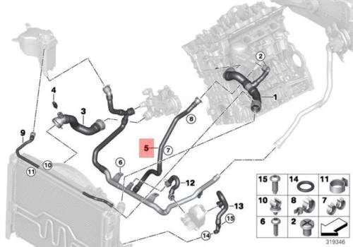 NEW BMW E81 E82 E87 HEATER RETURN THERMOSTAT HOSE 7548242 17127548242 ORIGINAL