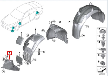 NEW BMW M8 CABRIO F91 FRONT LEFT FENDER LINER EXTENSION 51718079991 ORIGINAL