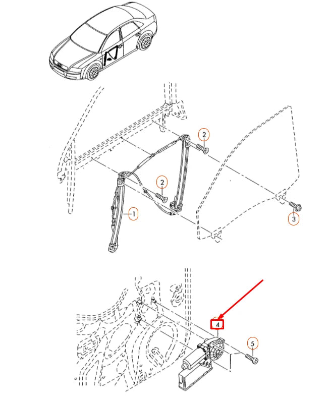 NEW AUDI A4 B7 FRONT LEFT DOOR WINDOW REGULATOR MOTOR LHD 8E1959801G ORIGINAL