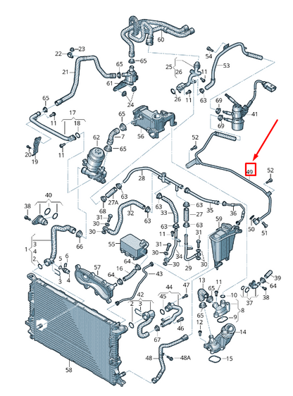 new audi q5 8r engine coolant feed pipe 059121598ab original