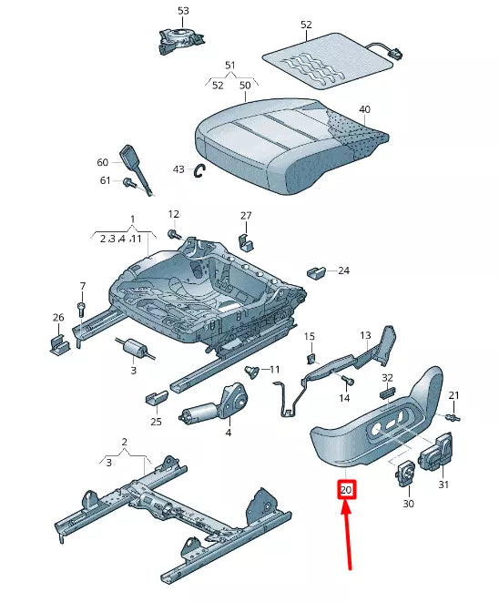 NEW VOLKSWAGEN TIGUAN AD FRONT LEFT SEAT FRAME TRIM 5NA881313B82V ORIGINAL