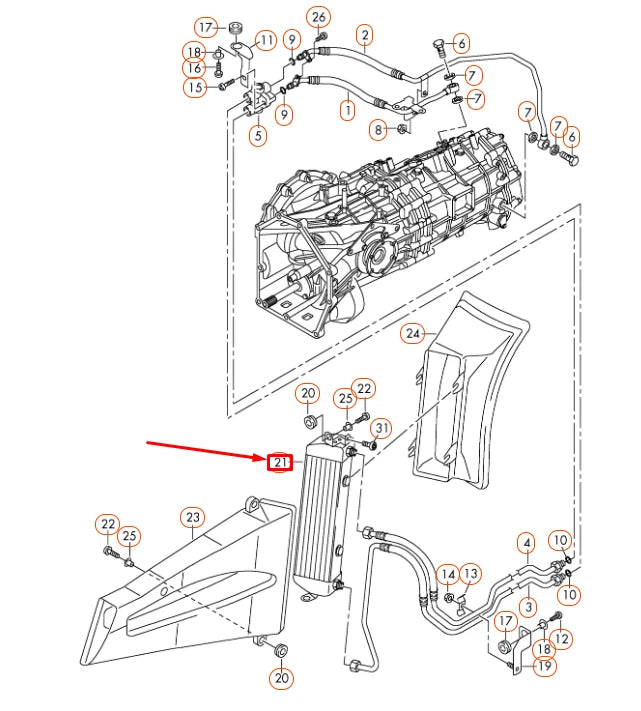 NEW AUDI R8 42 GEAR OIL COOLER 420317021D ORIGINAL