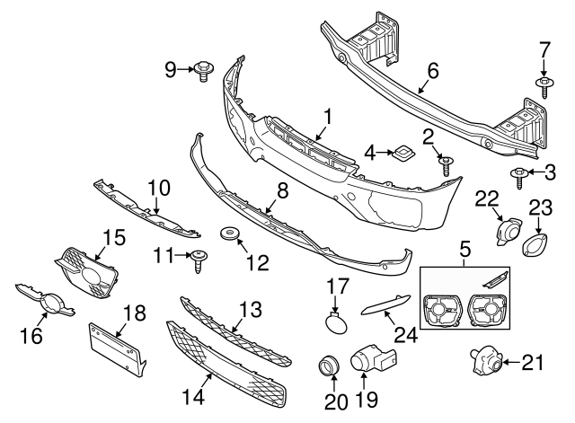 new bmw trim cover front repair kit bumper e71 e72 51117210936 7210936 original