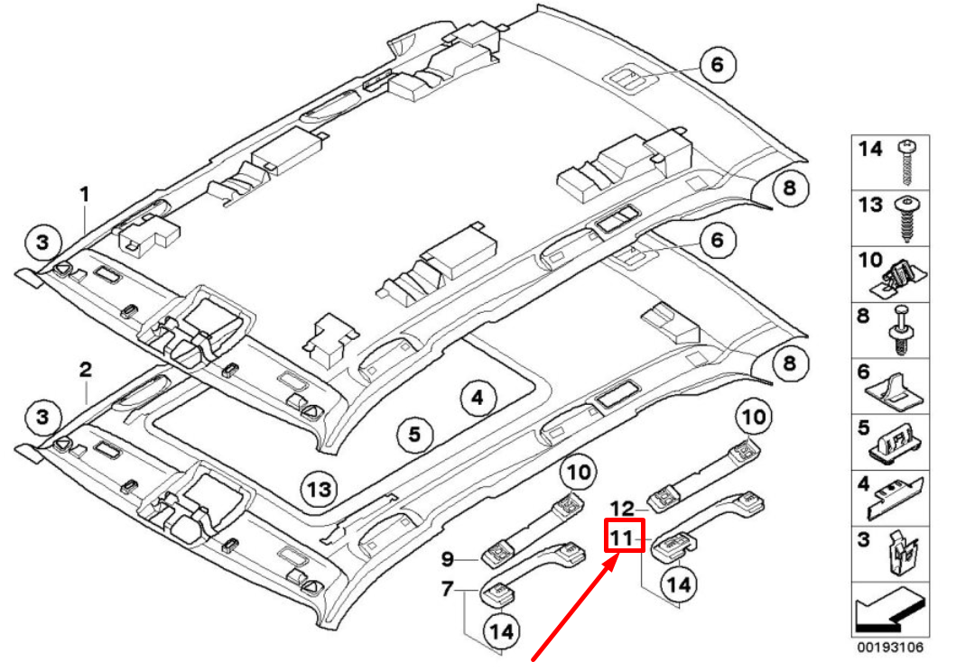 new bmw x5 e70 rear left roof handle 51168037377 8037377 original
