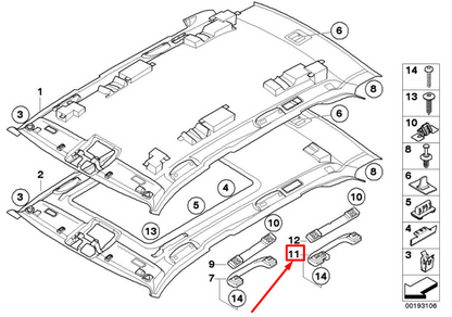 new bmw x5 e70 rear left roof handle 51168037377 8037377 original