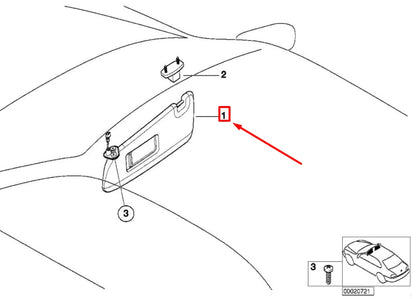 NEW BMW 3 E46 FRONT RIGHT SUN VISOR 8237646 51168237646 ORIGINAL