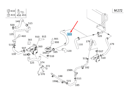 new mb vito w639 valve to heat exchanger inlet molded hose a6398322393 original
