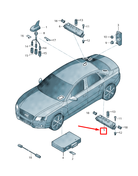 new audi a4 b8 right antenna amplifier 8k5035225k original