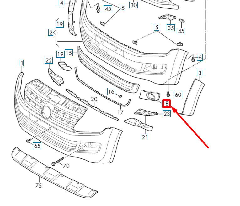 NEW VOLKSWAGEN AMAROK FRONT LEFT FOG LAMP COVER 2H6898489ARYP ORIGINAL