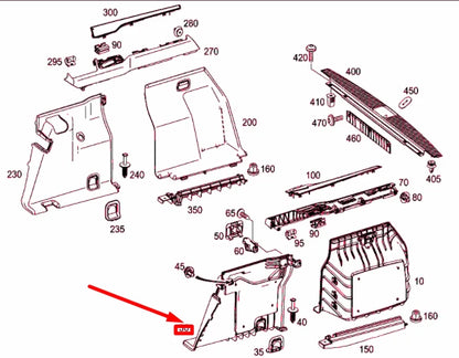 NEW MB E S212 LEFT FRONT CARGO LINING WHEEL INSTALLATION A21269025539J28