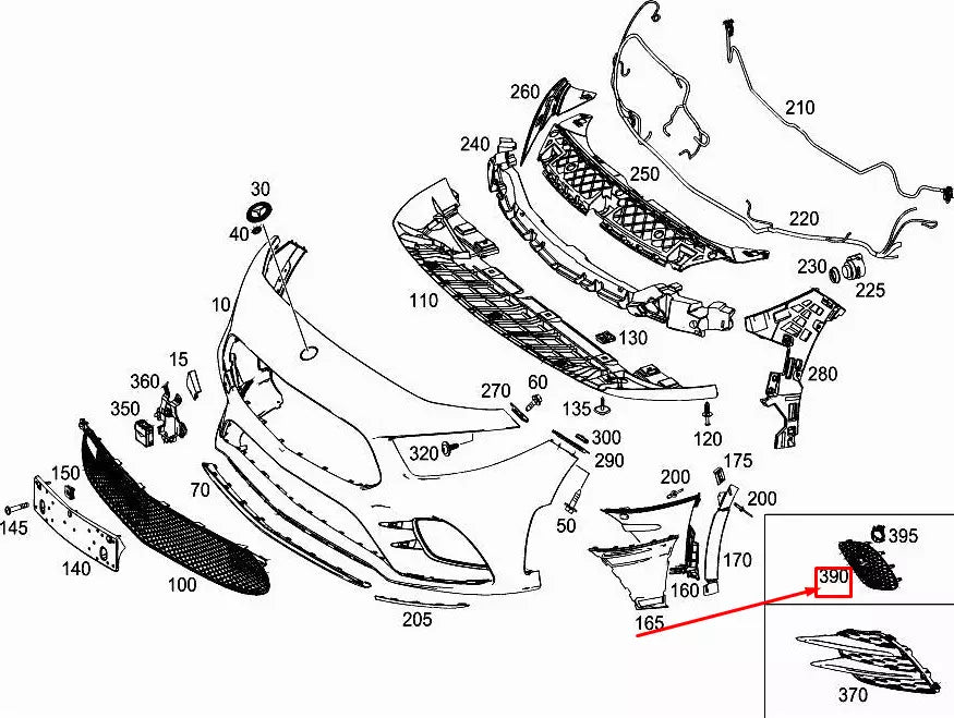 NEW MERCEDES-BENZ A W177 FRONT LEFT BUMPER GRILL A1778852700 ORIGINAL
