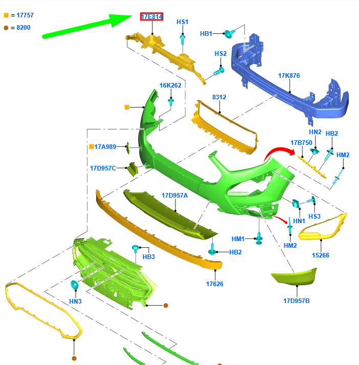 new ford ecosport mk2 front bumper reinforcement bracket 2280807 original