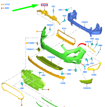 new ford ecosport mk2 front bumper reinforcement bracket 2280807 original