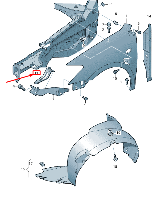 new vw fox 5z right bumper mount bracket 6q0810680c original