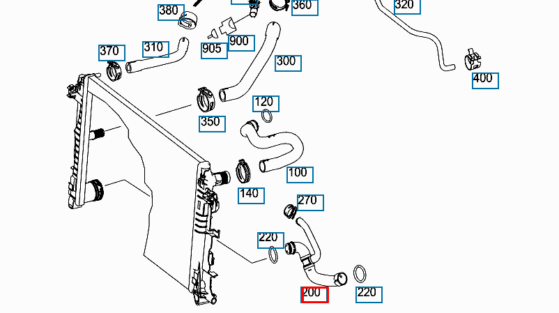NEW MB SPRINTER 906 RIGHT WATER COOLANT RADIATOR PIPE A906501248264 ORIGINAL