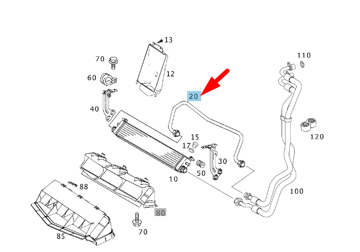 new mercedes-benz sl r230 amg right oil cooler line a2305002272 original