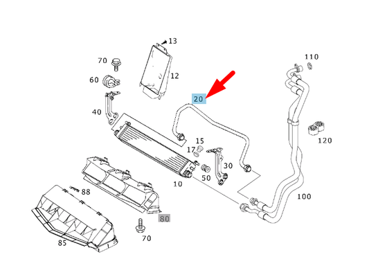 new mercedes-benz sl r230 amg right oil cooler line a2305002272 original