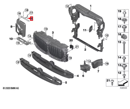 NEW BMW X5 G05 FRONT DUCT UPPER BRACKET LEFT 51647421775 7421775 ORIGINAL
