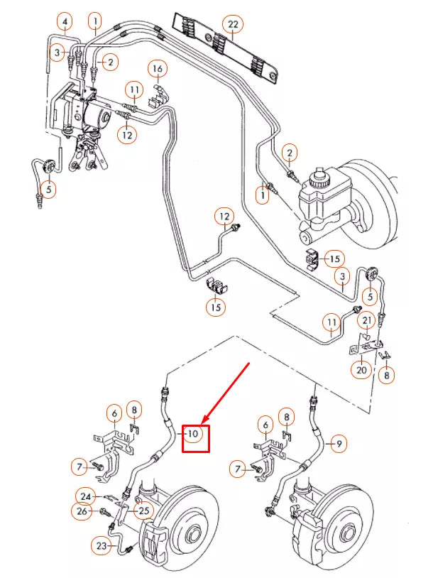 NEW AUDI TTRS 8J FRONT BRAKE HOSE 8J0611701F ORIGINAL