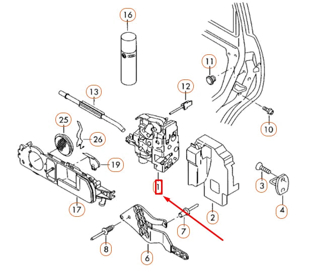 NEW VOLKSWAGEN TOUAREG 7L FRONT LEFT DOOR LOCK LHD 3D1837015AE ORIGINAL