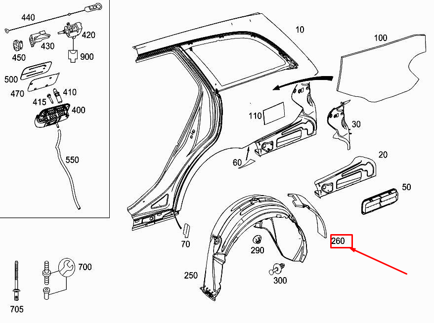 new mercedes-benz e w212 rear right fender damping a2126820441 original