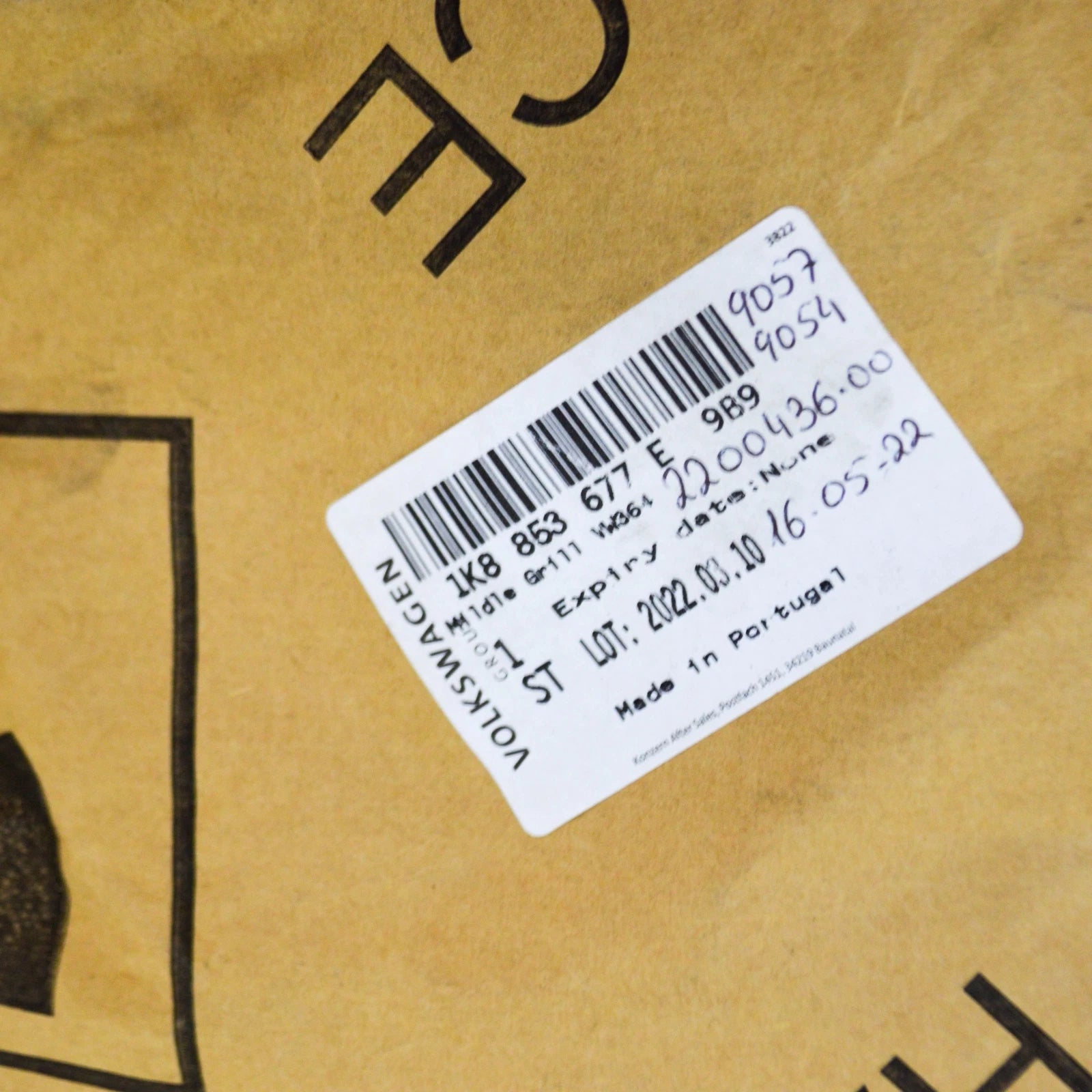 NEW VOLKSWAGEN SCIROCCO FRONT BUMPER LOWER GRILLE 1K8853677E9B9 2015 ORIGINAL