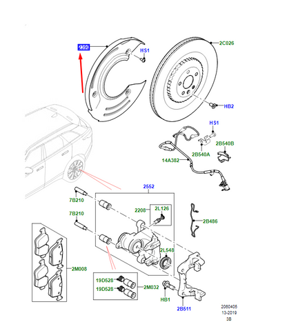 new lr range rover velar l560 rear left brake disc shield lr180367 original