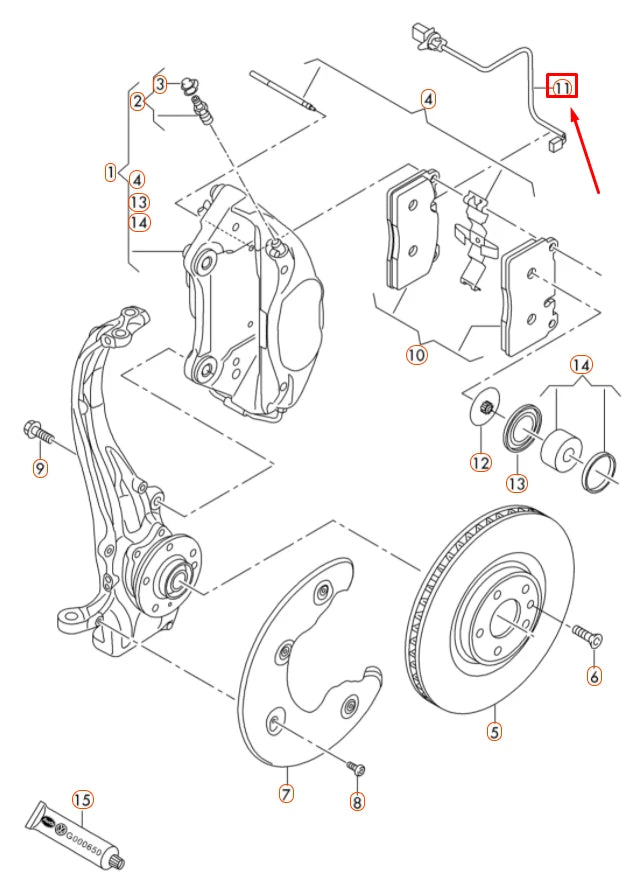 NEW AUDI Q5 8R FRONT LEFT BRAKE PAD WEAR SENSOR 8R0615121 ORIGINAL