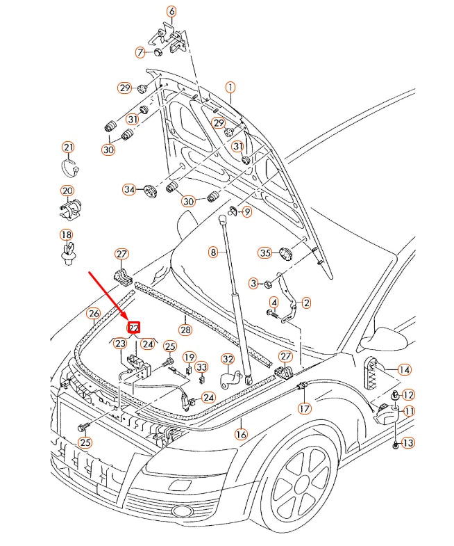 NEW AUDI A6 C6 ENGINE HOOD LID LOCK WITH MICRO SWITCH 4F0823509B ORIGINAL