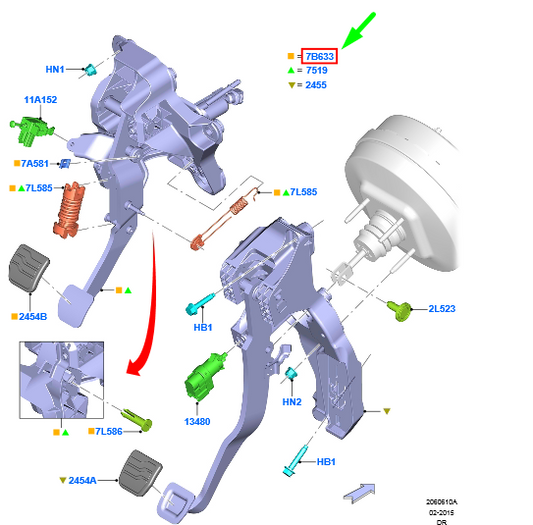 new ford galaxy mk3 clutch pedal lhd 2286506 original