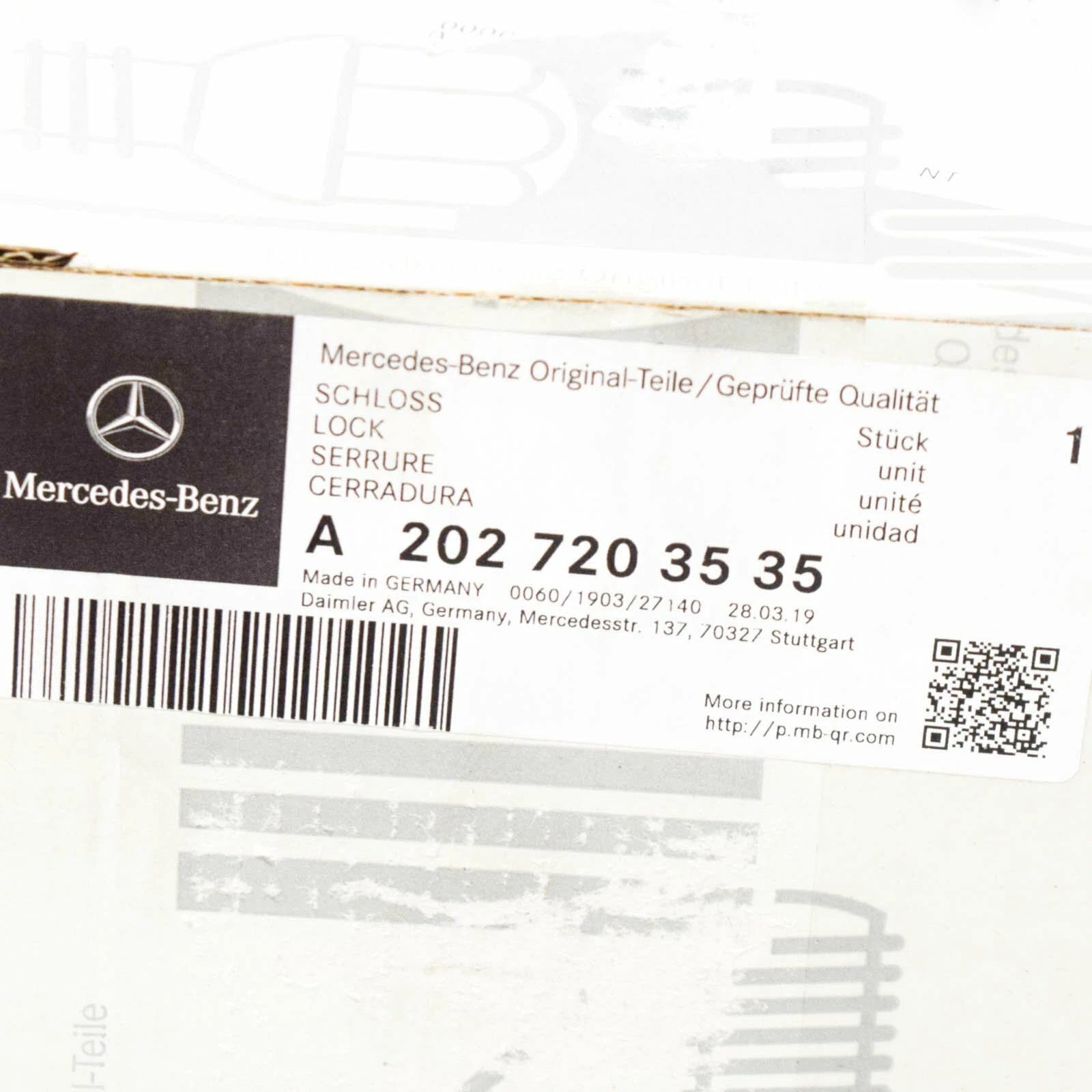 NEW MERCEDES-BENZ E-CLASS W210 FRONT LEFT DOOR LOCK LHD A2027203535 ORIGINAL