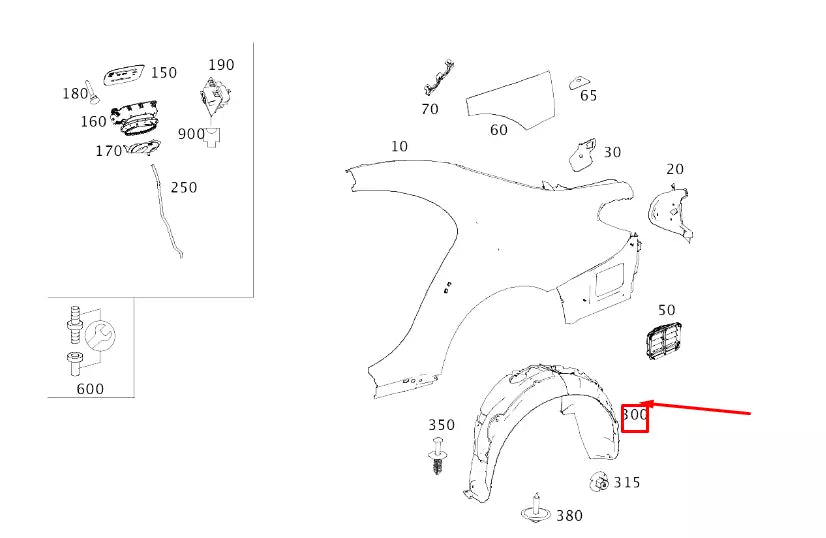 NEW MERCEDES-BENZ S W222 REAR LEFT WHEEL HOUSING LINER A2226908100 ORIGINAL